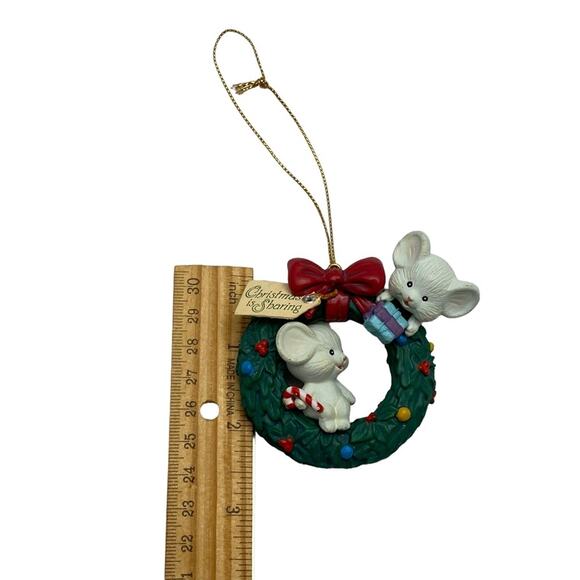 Vintage Christmas Wreath With Mice Ornament Green Lustre Fame Christmas Sharing - Picture 15 of 16